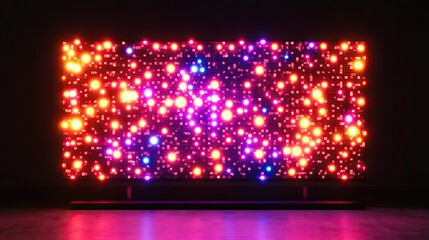 Obraz premium A modern LED display screen showing a colorful abstract design, with glowing icons and plenty of space for text or logos.