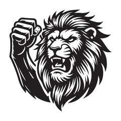 Obraz premium Vector illustration of a lion head mascot with tattoo style, featuring a wild animal face, symbolizing strength and nature