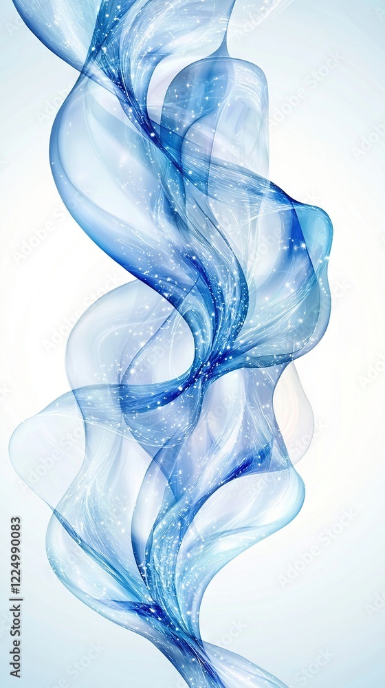 Poster a blue and white abstract background with a swirly pattern on the bottom