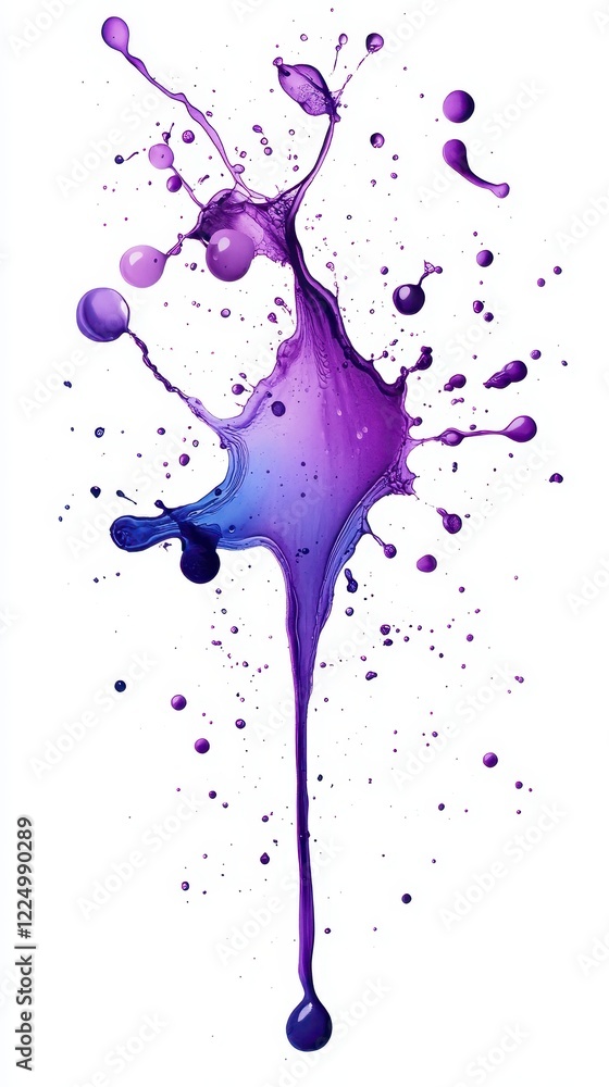 Aufkleber purple paint splash on white background creating an abstract artistic design and texture for creativ