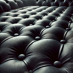 Fototapeta premium The image shows a close-up view of dark gray or black tufted upholstery.&nbsp; 