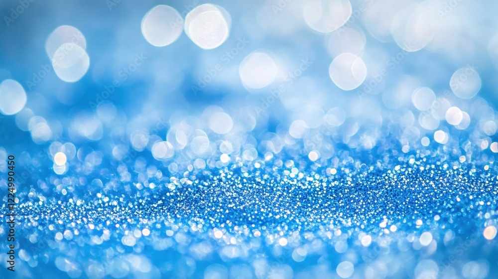 Poster abstract blue glitter background with bokeh effect creating a sparkling festive texture