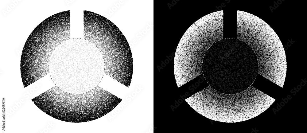 Poster modern abstract background. stipple dots in circle form. round logo. vector dotted frame. design ele