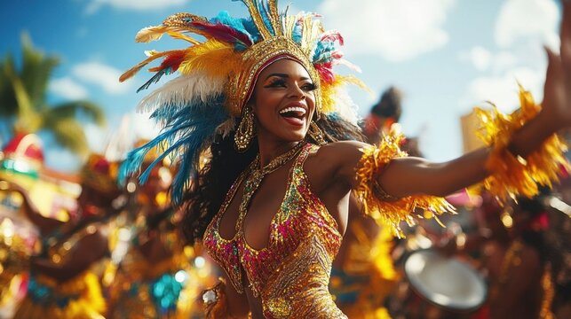 A vibrant Caribbean Carnival dancer.