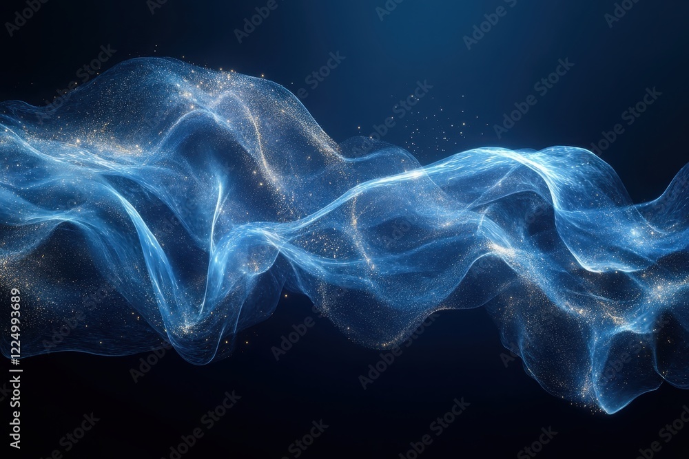 Aufkleber blue abstract background featuring numerous glowing particles and a soft gradient effect
