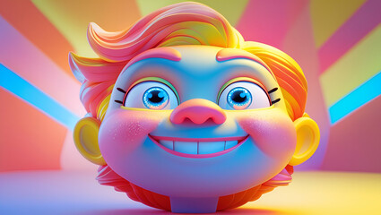 Fototapeta premium A Vibrant and Attention-Grabbing 3D Cartoon Character with Bold Colors and Dynamic Expression
