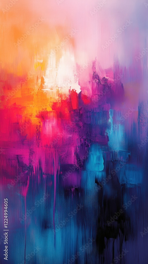 Poster colorful abstract painting with vibrant hues and dynamic shapes creating an artistic background