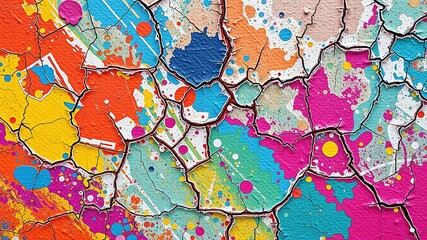 Obraz premium Cracked Paint Background - Colorful Hues, Textured Surface