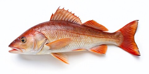 Top View Fresh Redfish Isolated White Background - Minimalist Seafood Photo