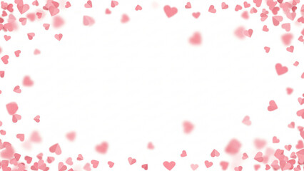 Pink Heart-Shaped Confetti Overlay on Paper