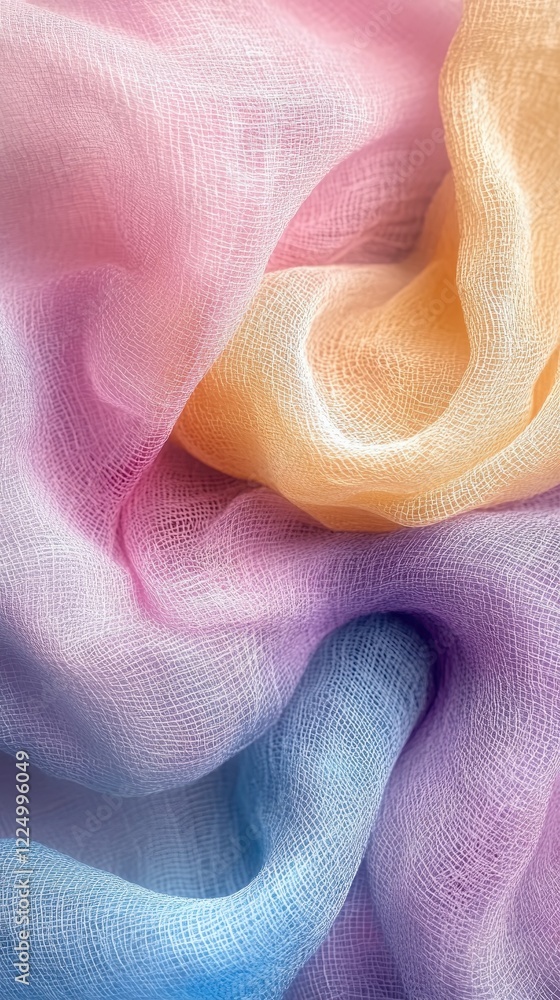 Poster close up of colorful fabric showcasing intricate patterns and textures in vibrant hues