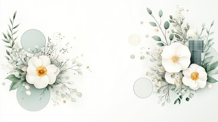Elegant floral arrangement with soft pastel colors and circular elements, perfect for weddings or nature-themed designs