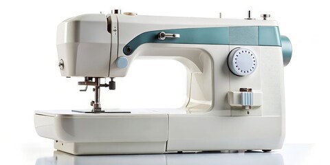 Vintage Sewing Machine on White Background