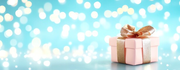 Fototapeta premium Seasonal backgrounds for international holidays Festive gift box with shimmering background.
