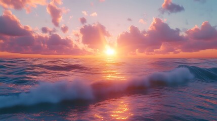 Obraz premium A beautiful sunset over the ocean with gentle waves