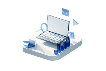 3D cloud service management. Digital technology background. Future 3D illustration technology data security