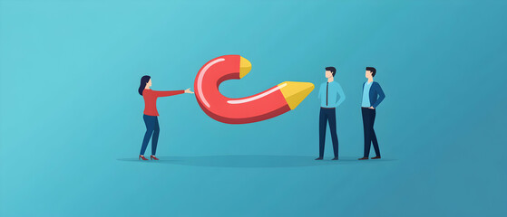 Drawing customers with a magnetic sales strategy concept  -