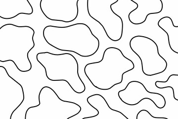 Cow Print Pattern Vector. Cow texture repeated design background pattern backdrop wallpaper. Turtle shell. White cloud with black line stroke. Exotic skin
