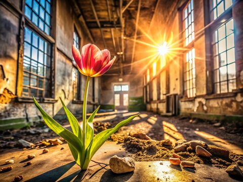 Urban Decay: Double-Flowered Tulip Resilience in Abandoned Building