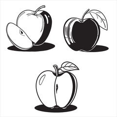 SET OF VECTOR VARIOUS APPLE SILHOUETTES