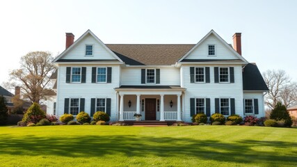 Obraz premium Suburban Colonial Home with Symmetrical Design