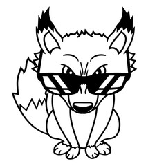 Fox Sunglasses Cool Looks Up Evil Eyes Bad Fun Boy Design Lover Art Vector Illustration Card T-Shirt Poster Sticker Graphic Print Decorative Drawing Isolated Logo Decoration Symbol Creative Cool Style