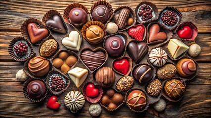 Valentine's Day Chocolate Candy Heart Greeting Card - Romantic Sweet Treats