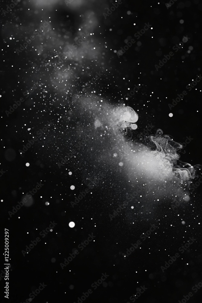 Poster ethereal smoke and light particles on a dark backdrop creating a mysterious and abstract scene