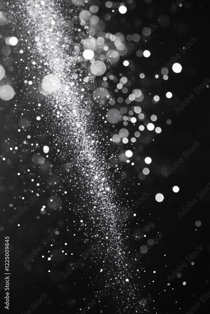 Poster abstract monochrome background with bokeh and sparkling dust creating a magical effect