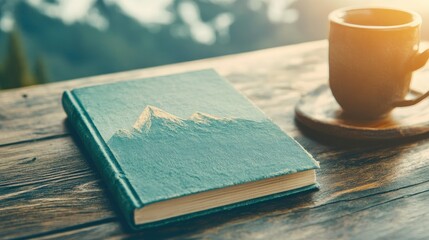 A serene moment with a beautifully illustrated book and a steaming cup of coffee, perfect for inspiration and reflection