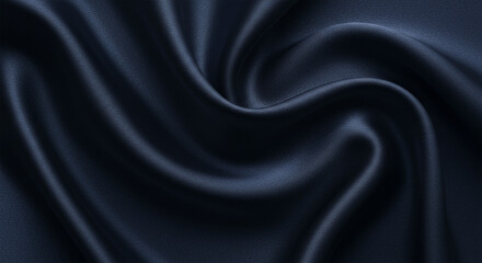 Obraz premium Elegant deep blue satin fabric with smooth folds. Shiny silk texture for luxury design. Perfect background for web banners, flat lays, or festive themes like Christmas and Valentine's Day.