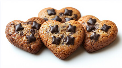 Heart-shaped cookie isolated on white background for Valentine's Day advertising