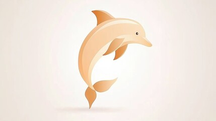 Fototapeta premium Illustration of an orange dolphin swimming with a light beige background