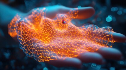 Naklejka premium Glowing bioengineered tissue layers.