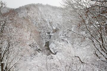 雪化粧の鳴子峡