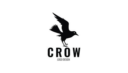 black silhouette crow logo design, animal logo