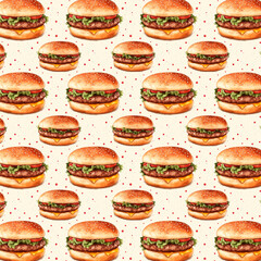 seamless pattern with a burger