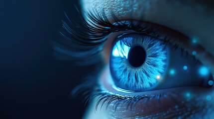 Fototapeta premium Blue eye and an abstract representation of high speed digital internet.
