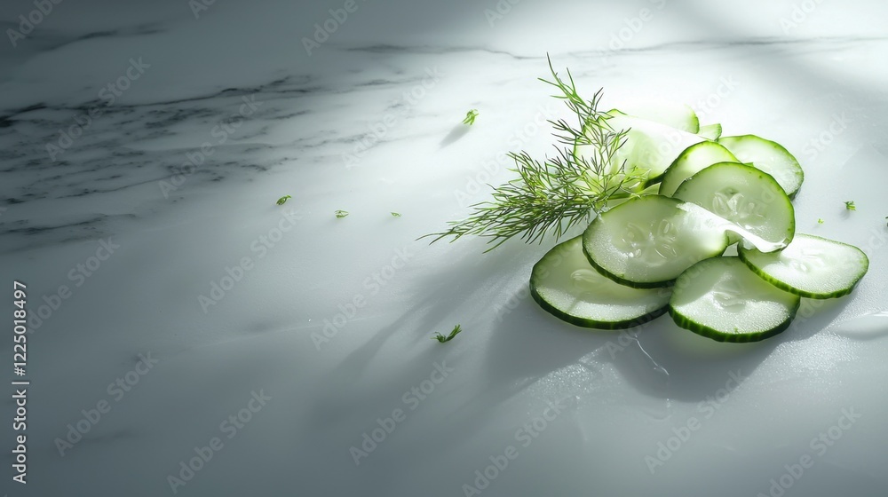 Poster a close up of cucumbers and dill