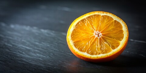 Vibrant Orange Slice on Black: Vegan & Vegetarian Food Photography