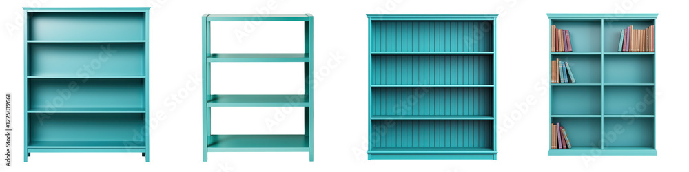 Poster stylish and functional turquoise modular shelving system perfect for organizing and displaying books