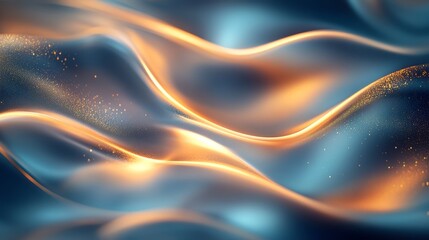 Radiant abstract background of softly flowing blue and gold light waves with a luxurious feel 