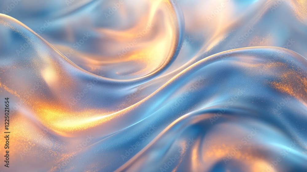 Poster abstract premium background with soft glowing edges of blue and gold light in a dynamic flow