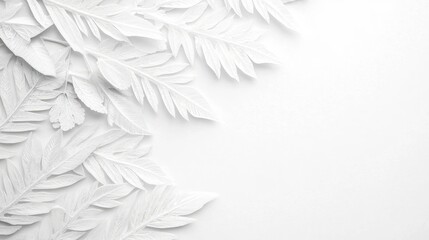 White paper leaves border, blank space, craft, design, invitation background