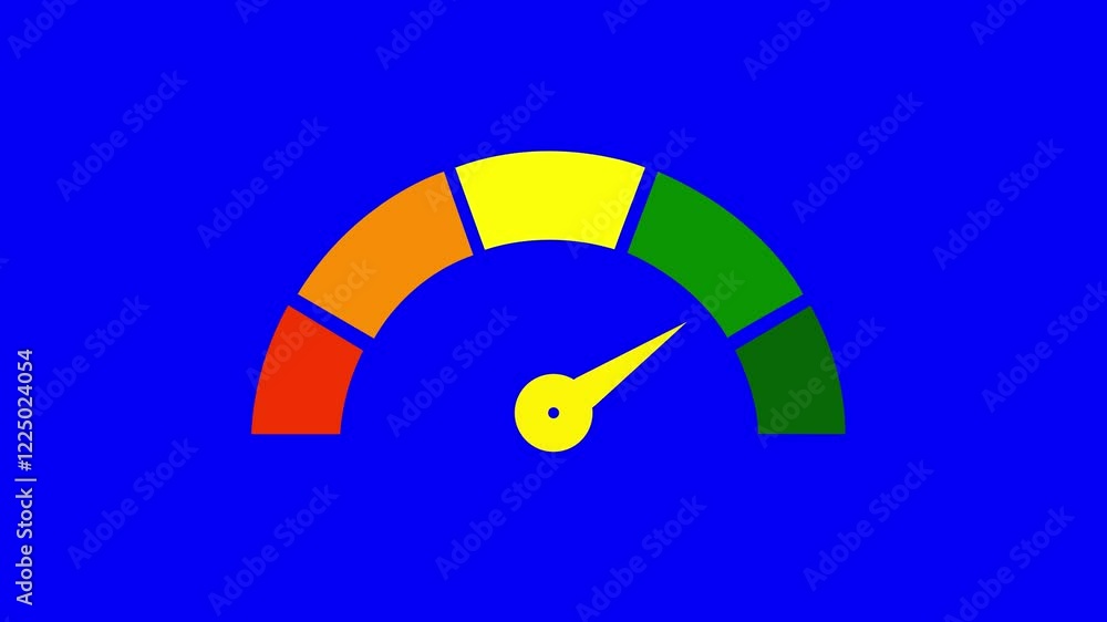 Aufkleber low medium and high level, 2d gauge animation, rising and falling, blue screen in background experie