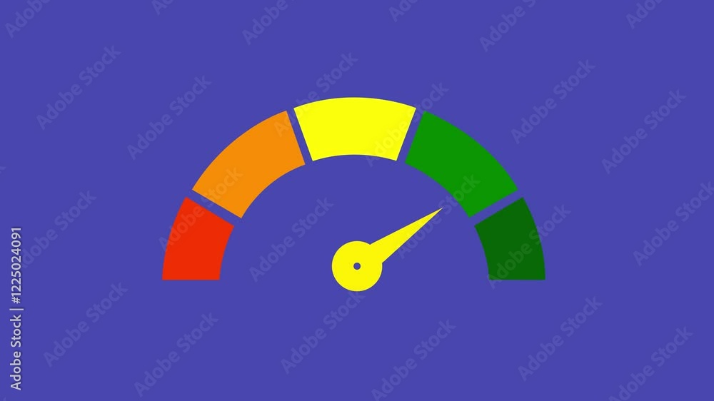 Aufkleber low medium and high level, 2d gauge animation, rising and falling, blue screen in background experie