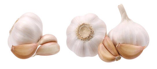 garlic and garlic cloves isolated, transparent PNG, PNG format