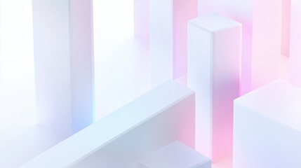 Fototapeta premium Pastel-colored geometric shapes create an abstract, minimalist scene.