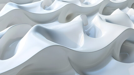 Abstract wavy surface with a glossy finish, resembling flowing fabric or organic forms.