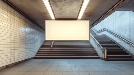 Obraz premium Empty Subway Station with Blank Billboard
